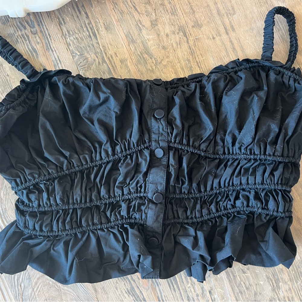J. Crew Black Ruched Top